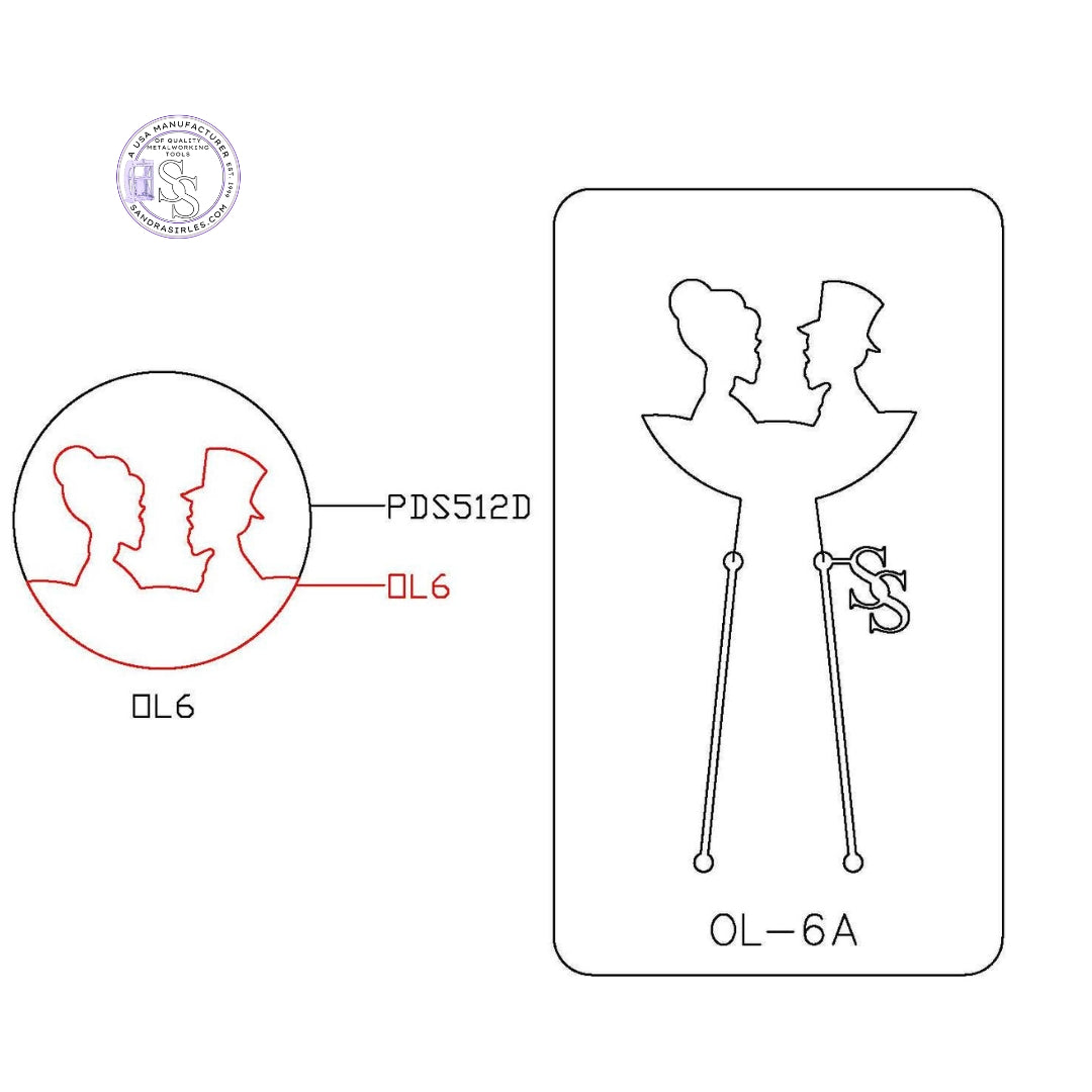 PANCAKE DIE OVERLAY-6 OL-6 MALE/FEMALE SKELETON HEADS